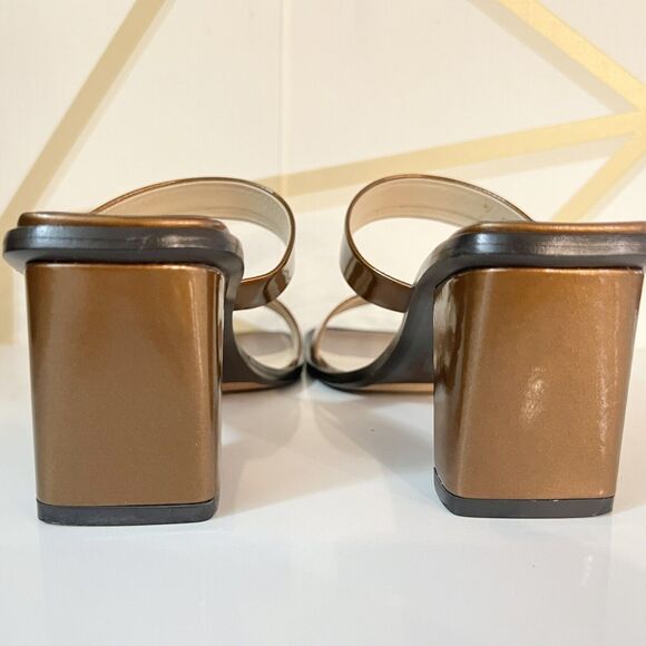 Louis Vuitton Patent Leather Brown Slip On Tassels Sandals Block Heels SZ 36.5 - Picture 11 of 15